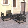 Juego de muebles de jardín 5 pzas y cojines negro madera pino de , Conjuntos de jardín - Ref: Foro24-3075268, Precio: 310,32 ...