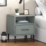 Mesita de noche patas de metal madera maciza pino gris OSLO de vidaXL, Mesitas de noche - Ref: Foro24-350971, Precio: 63,39 €...