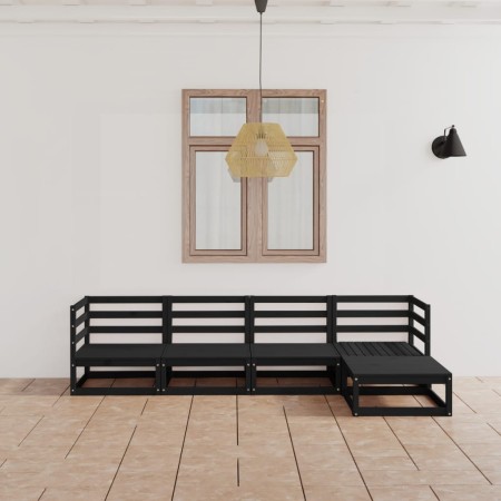 Juego de muebles de jardín 5 piezas negro madera maciza pino de , Conjuntos de jardín - Ref: Foro24-3075538, Precio: 357,78 €...