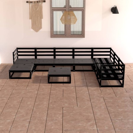 Juego de muebles de jardín 8 pzas y cojines negro madera pino de , Conjuntos de jardín - Ref: Foro24-3075713, Precio: 573,02 ...