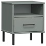 Mesita de noche patas de metal madera maciza pino gris OSLO de vidaXL, Mesitas de noche - Ref: Foro24-350971, Precio: 63,39 €...