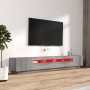 Set muebles TV con LEDs 3 pzas madera contrachapada gris Sonoma de , Muebles TV - Ref: Foro24-3120174, Precio: 158,95 €, Desc...