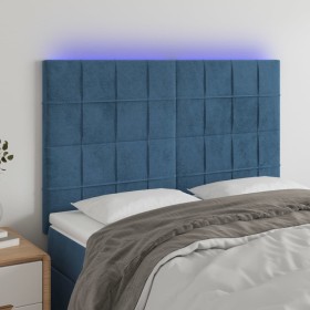 Cabecero con luces LED terciopelo azul oscuro 144x5x118/128 cm de , Cabeceros y pies de cama - Ref: Foro24-3122476, Precio: 8...