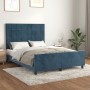 Estructura cama con cabecero terciopelo azul oscuro 140x190 cm de , Camas y somieres - Ref: Foro24-3125755, Precio: 185,55 €,...