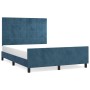 Estructura cama con cabecero terciopelo azul oscuro 140x190 cm de , Camas y somieres - Ref: Foro24-3125755, Precio: 185,55 €,...