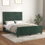 Estructura cama con cabecero terciopelo verde oscuro 140x200 cm de , Camas y somieres - Ref: Foro24-3125760, Precio: 207,41 €...