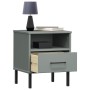 Mesita de noche patas de metal madera maciza pino gris OSLO de vidaXL, Mesitas de noche - Ref: Foro24-350971, Precio: 63,39 €...