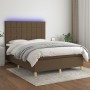 Cama box spring colchón luces LED tela marrón oscuro 140x190 cm de , Camas y somieres - Ref: Foro24-3135432, Precio: 505,78 €...