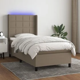 Cama box spring colchón y luces LED tela gris taupe 90x200 cm de , Camas y somieres - Ref: Foro24-3138289, Precio: 382,35 €, ...