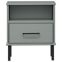 Mesita de noche patas de metal madera maciza pino gris OSLO de vidaXL, Mesitas de noche - Ref: Foro24-350971, Precio: 63,39 €...