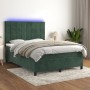 Cama box spring colchón y LED terciopelo verde oscuro 140x190cm de , Camas y somieres - Ref: Foro24-3136122, Precio: 508,73 €...