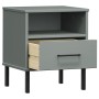 Mesita de noche patas de metal madera maciza pino gris OSLO de vidaXL, Mesitas de noche - Ref: Foro24-350971, Precio: 63,39 €...