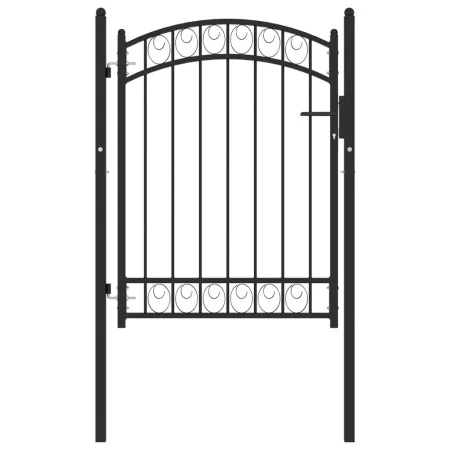 Gartentor mit Oberbogen aus schwarzem Stahl 100x125 cm von , Gartentore - Ref: Foro24-146369, Preis: 170,80 €, Rabatt: %