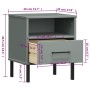 Mesita de noche patas de metal madera maciza pino gris OSLO de vidaXL, Mesitas de noche - Ref: Foro24-350971, Precio: 63,39 €...