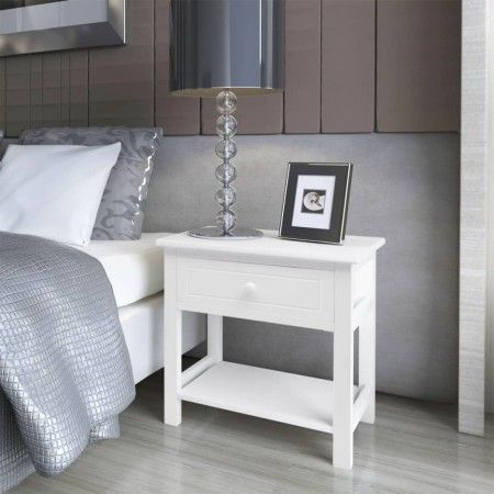 Mesita de noche de madera blanca de vidaXL, Mesitas de noche - Ref: Foro24-242870, Precio: 52,14 €, Descuento: %