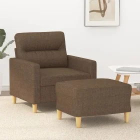 Sillón con taburete tela marrón 60 cm de , Sofás - Ref: Foro24-3201068, Precio: 180,47 €, Descuento: %