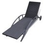 Tumbona con cojín y ruedas ratán sintético negra de vidaXL, Tumbonas - Ref: Foro24-42495, Precio: 178,49 €, Descuento: %