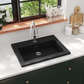 Spüle aus schwarzem Granit 600x450x120 mm von vidaXL, Sinkt - Ref: Foro24-142962, Preis: 109,19 €, Rabatt: %