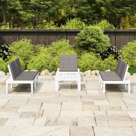Set de muebles de jardín 4 piezas con cojines plástico blanco de , Conjuntos de jardín - Ref: Foro24-3059835, Precio: 340,60 ...