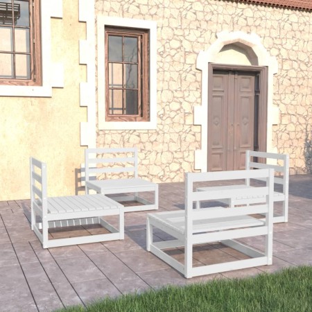 Set de salón de jardín de 4 piezas blanco madera maciza pino de , Conjuntos de jardín - Ref: Foro24-3075260, Precio: 256,00 €...