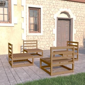 Muebles de jardín 4 pzas y cojines marrón miel madera pino de , Conjuntos de jardín - Ref: Foro24-3075262, Precio: 257,05 €, ...