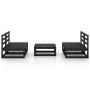 Juego de muebles de jardín 5 pzas y cojines negro madera pino de , Conjuntos de jardín - Ref: Foro24-3075243, Precio: 310,32 ...