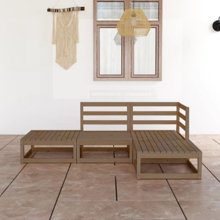 Muebles de jardín 4 piezas marrón miel madera maciza de pino de , Conjuntos de jardín - Ref: Foro24-3075477, Precio: 275,11 €...
