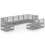 Juego de muebles de jardín 9 piezas gris madera maciza de pino de , Conjuntos de jardín - Ref: Foro24-3075636, Precio: 643,01...
