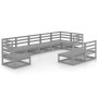 Juego de muebles de jardín 9 piezas gris madera maciza de pino de , Conjuntos de jardín - Ref: Foro24-3075636, Precio: 652,35...