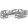 Muebles de jardín 10 piezas gris madera de pino maciza de , Conjuntos de jardín - Ref: Foro24-3075816, Precio: 710,33 €, Desc...
