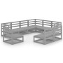 Juego de muebles de jardín 9 pzas y cojines gris madera pino de , Conjuntos de jardín - Ref: Foro24-3075786, Precio: 652,35 €...
