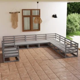Muebles de jardín 10 piezas gris madera de pino maciza de , Conjuntos de jardín - Ref: Foro24-3075926, Precio: 700,67 €, Desc...