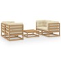 Juego de muebles de jardín 5 pzas y cojines madera pino maciza de , Conjuntos de jardín - Ref: Foro24-3076307, Precio: 570,70...