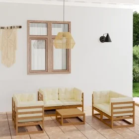 Juego de muebles de jardín 7 pzas y cojines madera pino maciza de , Conjuntos de jardín - Ref: Foro24-3076497, Precio: 825,97...