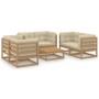 Juego de muebles de jardín 7 pzas y cojines madera pino maciza de , Conjuntos de jardín - Ref: Foro24-3076497, Precio: 825,97...