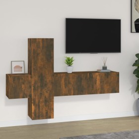 Set de muebles de TV 3 pzas madera contrachapada roble ahumado de , Muebles TV - Ref: Foro24-3120227, Precio: 106,89 €, Descu...