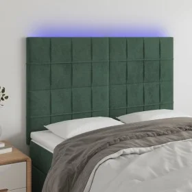 Headboard with LED lights dark green velvet 144x5x118/128 cm by , Headboards and footboards - Ref: Foro24-3122475, Price: 117...
