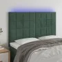 Headboard with LED lights dark green velvet 144x5x118/128 cm by , Headboards and footboards - Ref: Foro24-3122475, Price: 117...