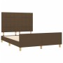 Estructura de cama con cabecero de tela marrón oscuro 140x190cm de , Camas y somieres - Ref: Foro24-3125052, Precio: 217,95 €...