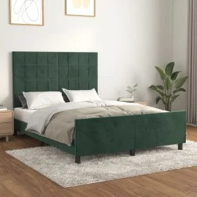 Dark green velvet bed frame with headboard 140x190 cm by , Beds and slatted bases - Ref: Foro24-3125754, Price: 217,73 €, Dis...