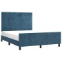 Estructura cama con cabecero terciopelo azul oscuro 140x200 cm de , Camas y somieres - Ref: Foro24-3125761, Precio: 190,28 €,...