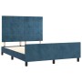 Estructura cama con cabecero terciopelo azul oscuro 140x200 cm de , Camas y somieres - Ref: Foro24-3125761, Precio: 190,28 €,...