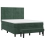 Cama box spring con colchón terciopelo verde oscuro 140x200 cm de , Camas y somieres - Ref: Foro24-3137848, Precio: 544,60 €,...