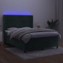 Cama box spring colchón y LED terciopelo verde oscuro 140x190cm de , Camas y somieres - Ref: Foro24-3139562, Precio: 526,51 €...