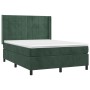Cama box spring colchón y LED terciopelo verde oscuro 140x190cm de , Camas y somieres - Ref: Foro24-3139562, Precio: 526,51 €...