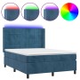 Cama box spring colchón y LED terciopelo azul oscuro 140x200 cm de , Camas y somieres - Ref: Foro24-3139569, Precio: 484,25 €...