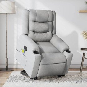 Sillón de masaje eléctrico reclinable elevable tela gris claro en Sillones | Comprar online en Foru.es
