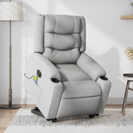 Sillón de masaje eléctrico reclinable elevable tela gris claro en Sillones | Comprar online en Foru.es