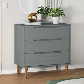 MOLDE Nachttisch aus massivem grauem Kiefernholz 80x40x80 cm von , Schubladen - Ref: Foro24-350506, Preis: 149,87 €, Rabatt: %