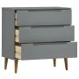 MOLDE bedside table solid gray pine wood 80x40x80 cm by , Drawers - Ref: Foro24-350506, Price: 149,87 €, Discount: %